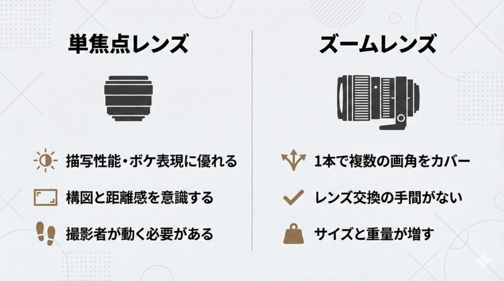 単焦点レンズorズームレンズはどう選ぶ？