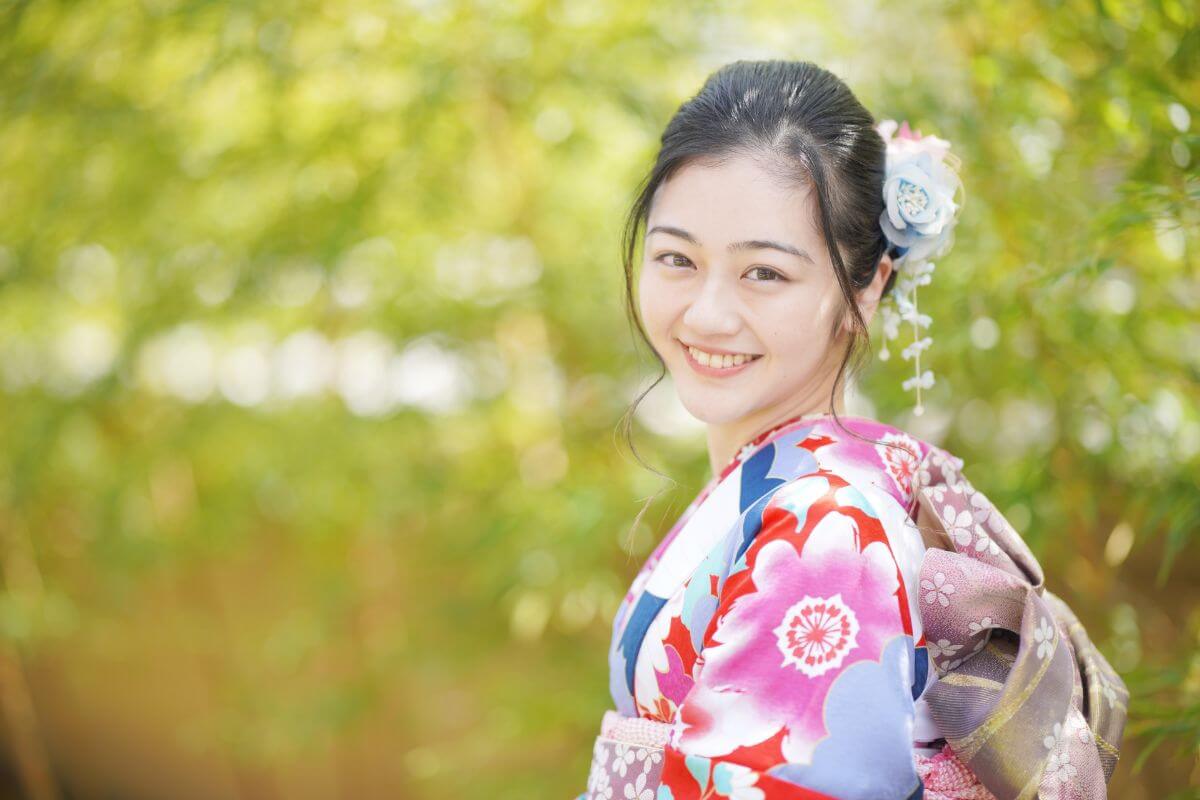 成人式振り袖の人