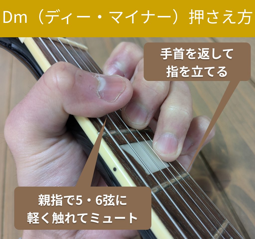 Dm（ディー・マイナー）の押さえ方（自分視点）
