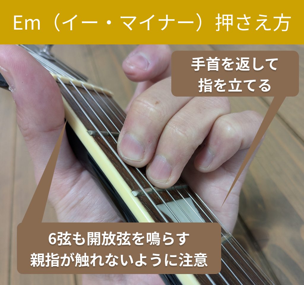 Em（イー・マイナー）の押さえ方（自分視点）