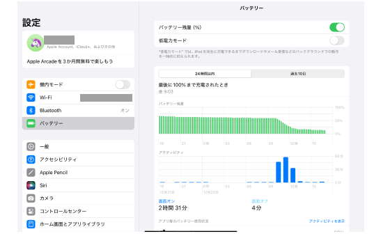 低電力モードがオンになっている