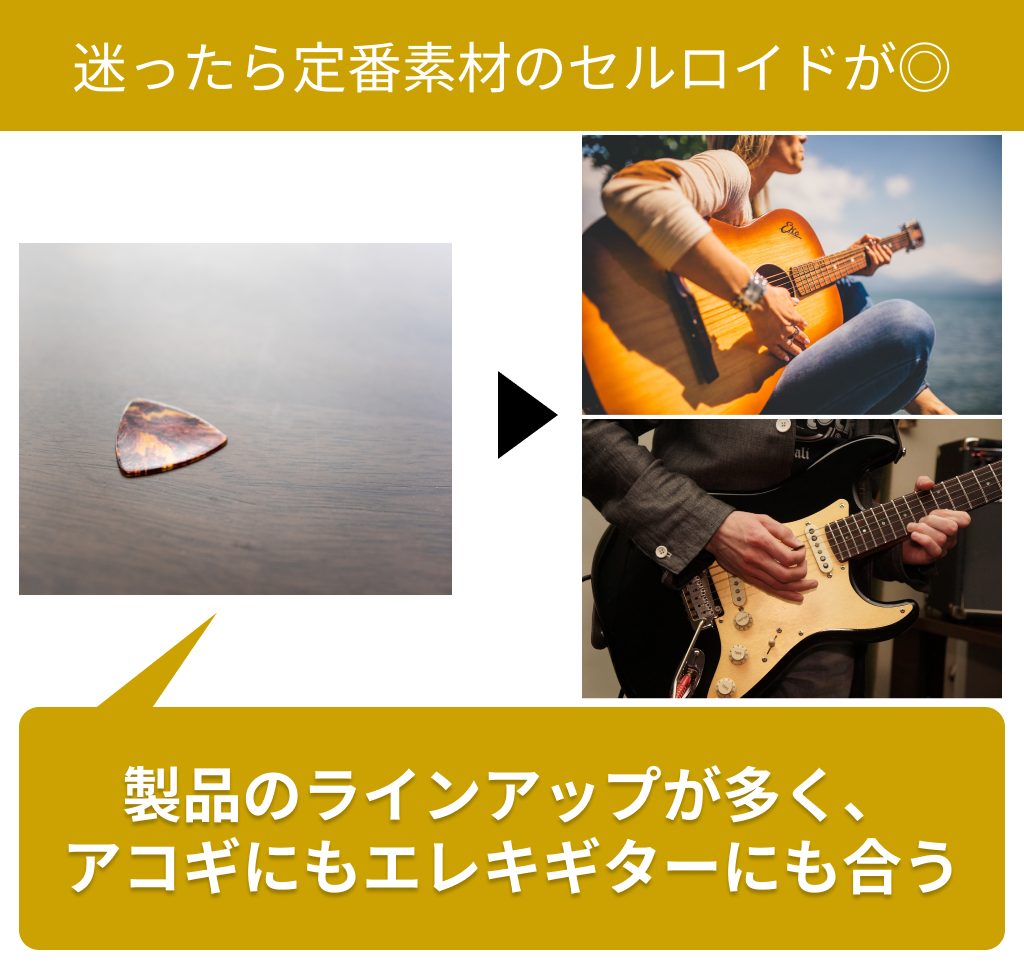 迷ったら定番素材の「セルロイド」がおすすめ
