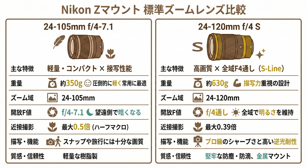24-105mm f/4-7.1、24-120mm f/4 S